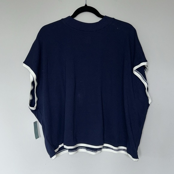 Maeve Mock Neck Shell Top Navy NWT - Picture 7 of 8
